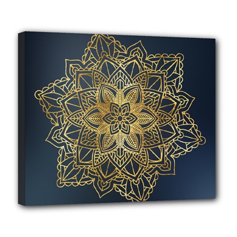 Gold Mandala Floral Ornament Ethnic Deluxe Canvas 24  x 20  