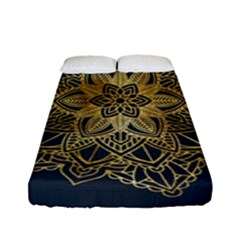 Gold Mandala Floral Ornament Ethnic Fitted Sheet (Full/ Double Size)