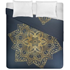 Gold Mandala Floral Ornament Ethnic Duvet Cover Double Side (California King Size)