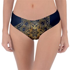 Gold Mandala Floral Ornament Ethnic Reversible Classic Bikini Bottoms by Celenk