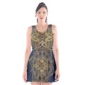 Gold Mandala Floral Ornament Ethnic Scoop Neck Skater Dress View1