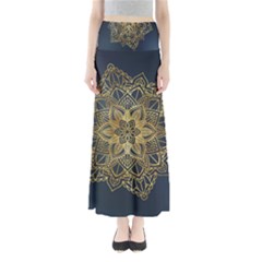 Gold Mandala Floral Ornament Ethnic Full Length Maxi Skirt