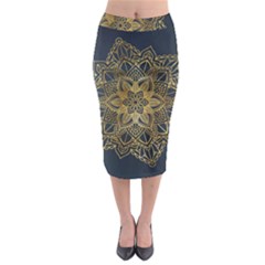 Gold Mandala Floral Ornament Ethnic Midi Pencil Skirt