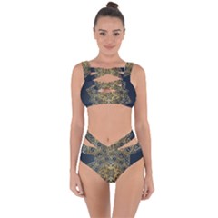 Gold Mandala Floral Ornament Ethnic Bandaged Up Bikini Set 