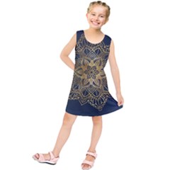 Gold Mandala Floral Ornament Ethnic Kids  Tunic Dress