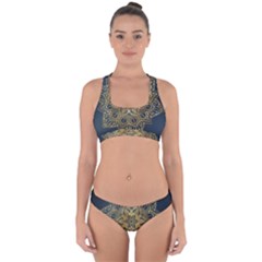 Gold Mandala Floral Ornament Ethnic Cross Back Hipster Bikini Set