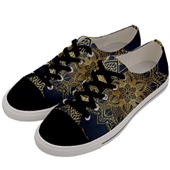 Gold Mandala Floral Ornament Ethnic Men s Low Top Canvas Sneakers