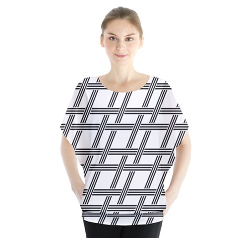 Grid Pattern Seamless Monochrome Blouse by Celenk