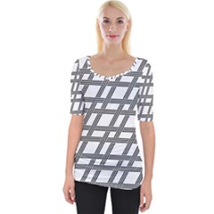 Grid Pattern Seamless Monochrome Wide Neckline Tee