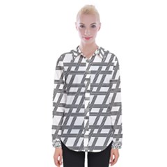 Grid Pattern Seamless Monochrome Womens Long Sleeve Shirt