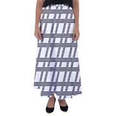 Grid Pattern Seamless Monochrome Flared Maxi Skirt