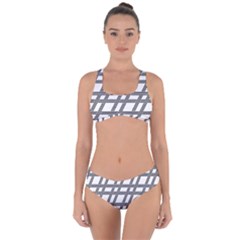 Grid Pattern Seamless Monochrome Criss Cross Bikini Set