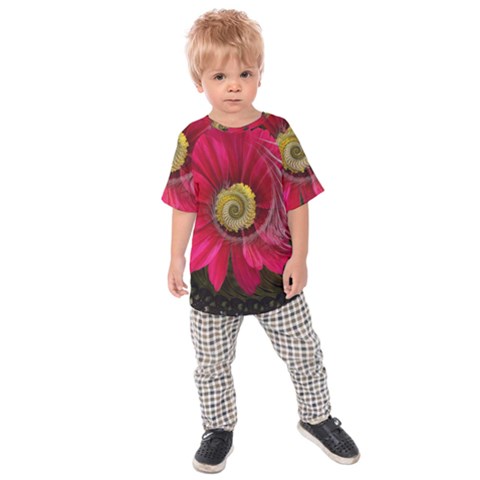 Fantasy Flower Fractal Blossom Kids Raglan Tee by Celenk