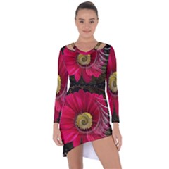 Fantasy Flower Fractal Blossom Asymmetric Cut-out Shift Dress