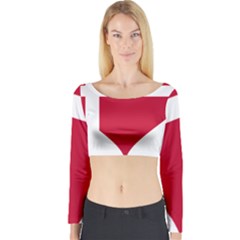 Heart Love Flag Denmark Red Cross Long Sleeve Crop Top by Celenk