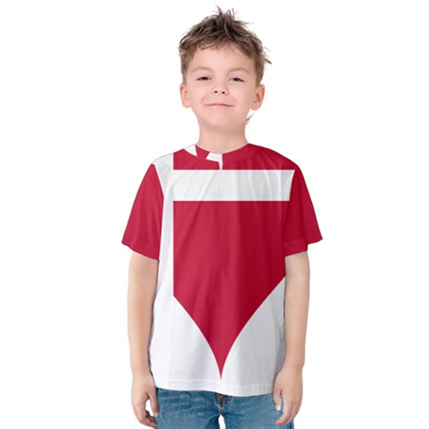 Heart Love Flag Denmark Red Cross Kids  Cotton Tee by Celenk