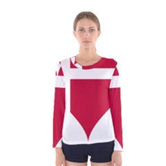 Heart Love Flag Denmark Red Cross Women s Long Sleeve Tee