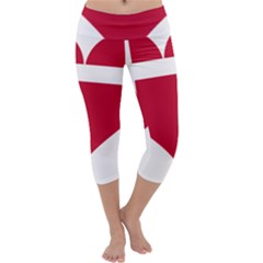 Heart Love Flag Denmark Red Cross Capri Yoga Leggings