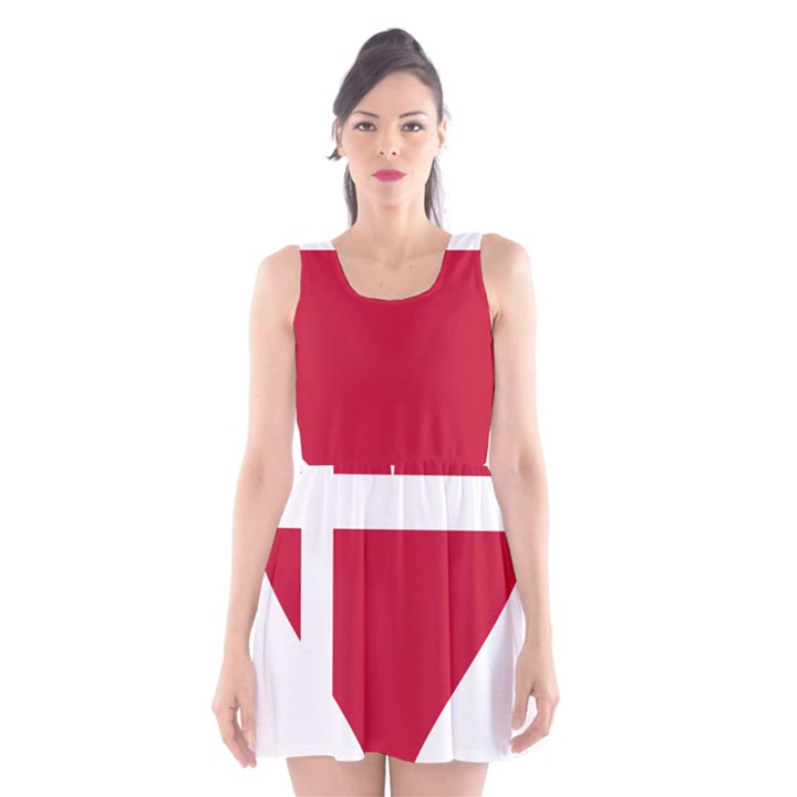 Heart Love Flag Denmark Red Cross Scoop Neck Skater Dress