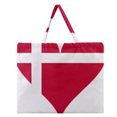 Heart Love Flag Denmark Red Cross Zipper Large Tote Bag