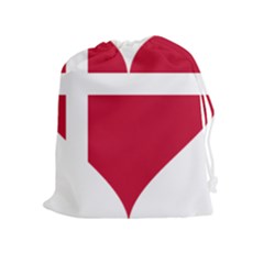 Heart Love Flag Denmark Red Cross Drawstring Pouches (extra Large) by Celenk