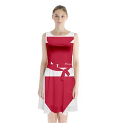 Heart Love Flag Denmark Red Cross Sleeveless Waist Tie Chiffon Dress by Celenk