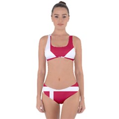 Heart Love Flag Denmark Red Cross Criss Cross Bikini Set