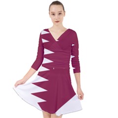 Heart Love Flag Qatar Quarter Sleeve Front Wrap Dress	