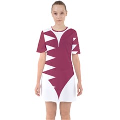 Heart Love Flag Qatar Sixties Short Sleeve Mini Dress by Celenk