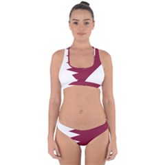 Heart Love Flag Qatar Cross Back Hipster Bikini Set