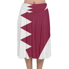 Heart Love Flag Qatar Velvet Flared Midi Skirt