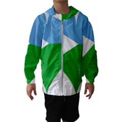 Heart Love Flag Djibouti Star Hooded Wind Breaker (kids)