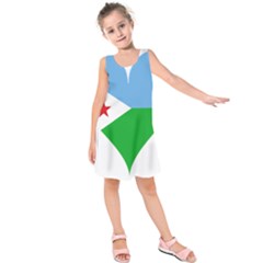 Heart Love Flag Djibouti Star Kids  Sleeveless Dress by Celenk