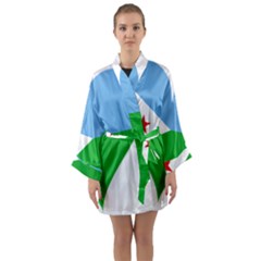 Heart Love Flag Djibouti Star Long Sleeve Kimono Robe