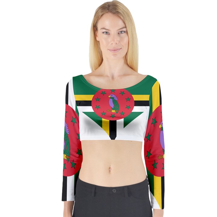 Heart Love Flag Antilles Island Long Sleeve Crop Top