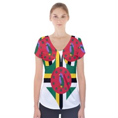 Heart Love Flag Antilles Island Short Sleeve Front Detail Top by Celenk