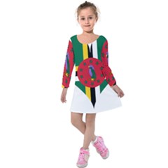 Heart Love Flag Antilles Island Kids  Long Sleeve Velvet Dress