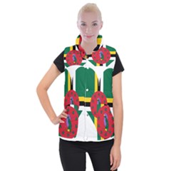 Heart Love Flag Antilles Island Women s Button Up Puffer Vest by Celenk