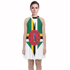 Heart Love Flag Antilles Island Velvet Halter Neckline Dress 