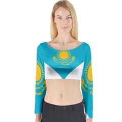 Heart Love Flag Sun Sky Blue Long Sleeve Crop Top by Celenk