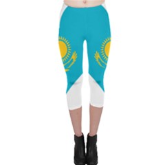 Heart Love Flag Sun Sky Blue Capri Leggings  by Celenk