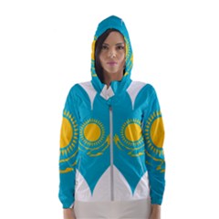 Heart Love Flag Sun Sky Blue Hooded Wind Breaker (women) by Celenk