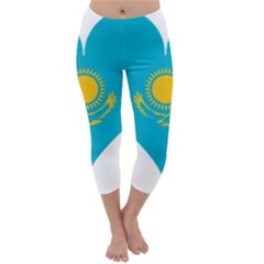 Heart Love Flag Sun Sky Blue Capri Winter Leggings  by Celenk