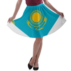 Heart Love Flag Sun Sky Blue A-line Skater Skirt by Celenk