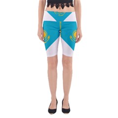 Heart Love Flag Sun Sky Blue Yoga Cropped Leggings by Celenk