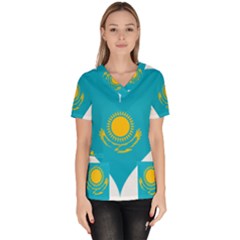 Heart Love Flag Sun Sky Blue Scrub Top