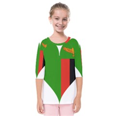 Heart Love Heart Shaped Zambia Kids  Quarter Sleeve Raglan Tee