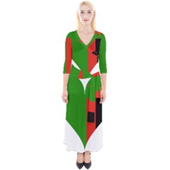 Heart Love Heart Shaped Zambia Quarter Sleeve Wrap Maxi Dress