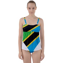 Heart Love Tanzania East Africa Twist Front Tankini Set by Celenk