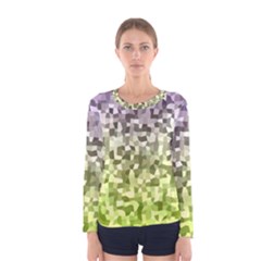 Irregular Rectangle Square Mosaic Women s Long Sleeve Tee